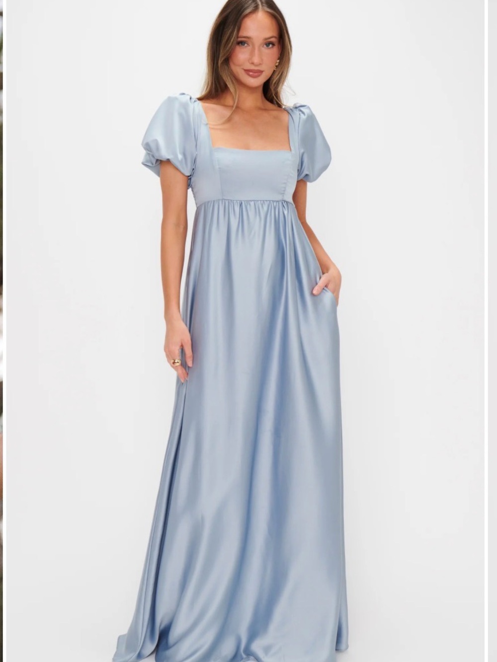 Nora Maxi Dress ~ Steel Blue Luxe Satin